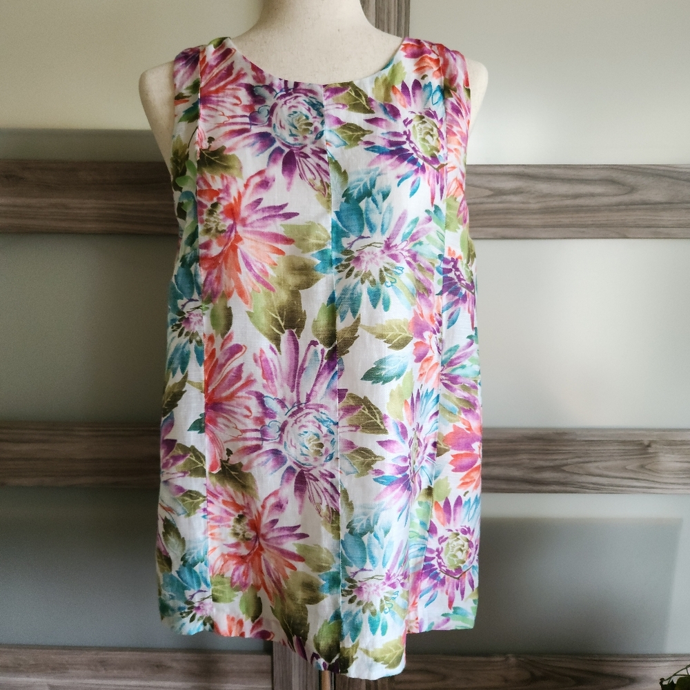 Loft Floral Shell Tank Top - Size MEDIUM